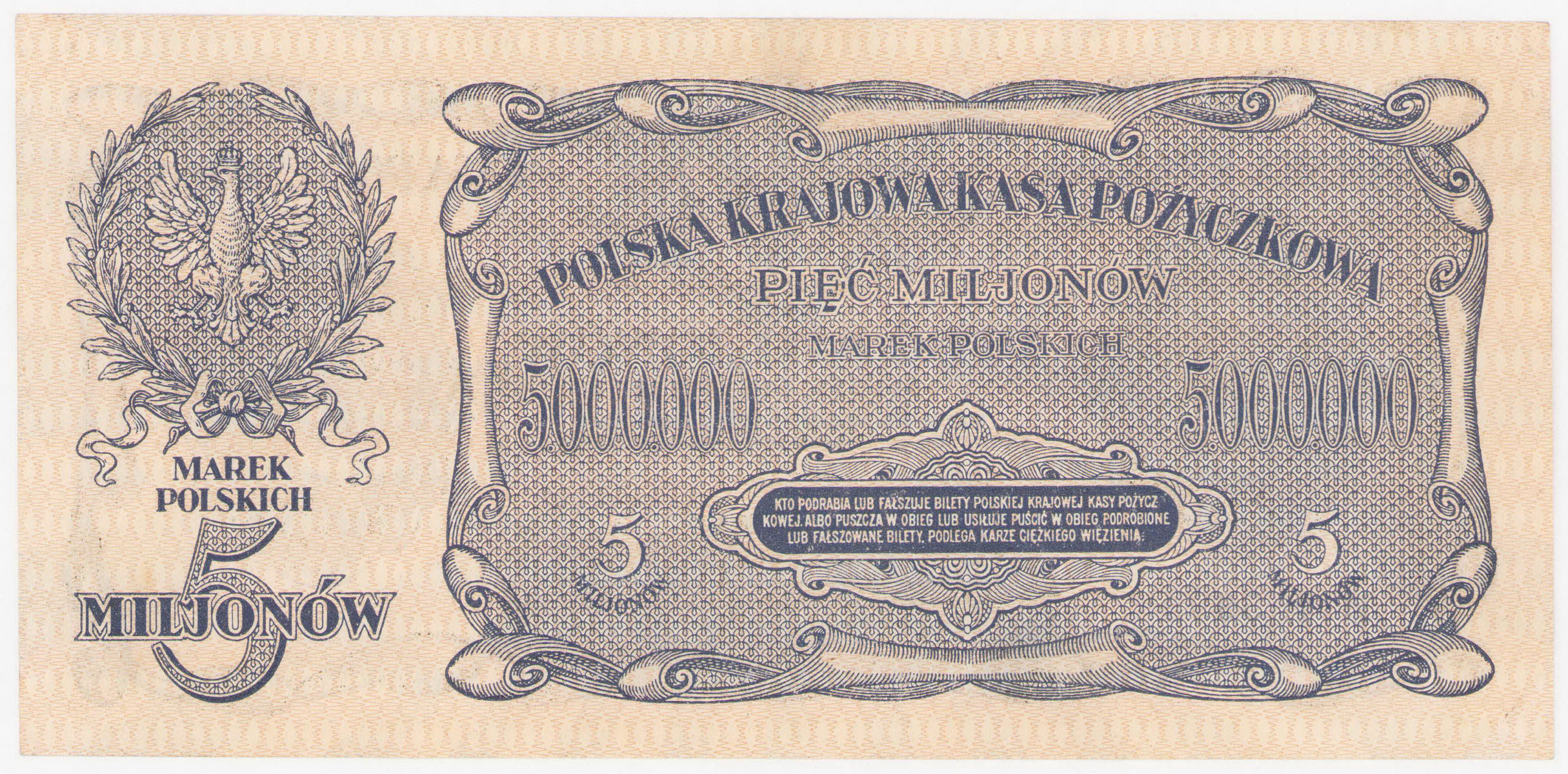 5.000.000 Marek Polskich 1923 Seria B, RZADKOŚĆ R5 – PIĘKNE | Archiwum ...